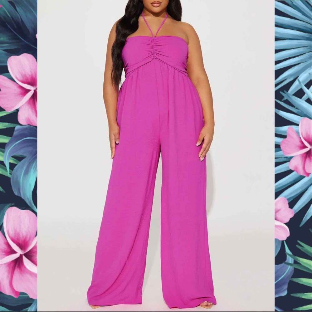 Cabana Beach Jumpsuit - Hot Pink